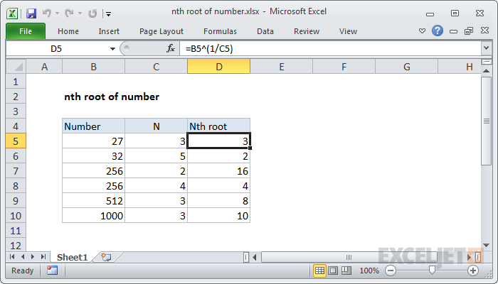 nth-root-of-number-excel-formula-exceljet